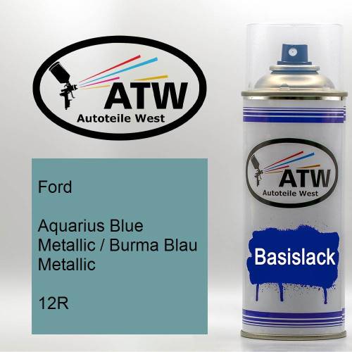Ford, Aquarius Blue Metallic / Burma Blau Metallic, 12R: 400ml Sprühdose, von ATW Autoteile West.